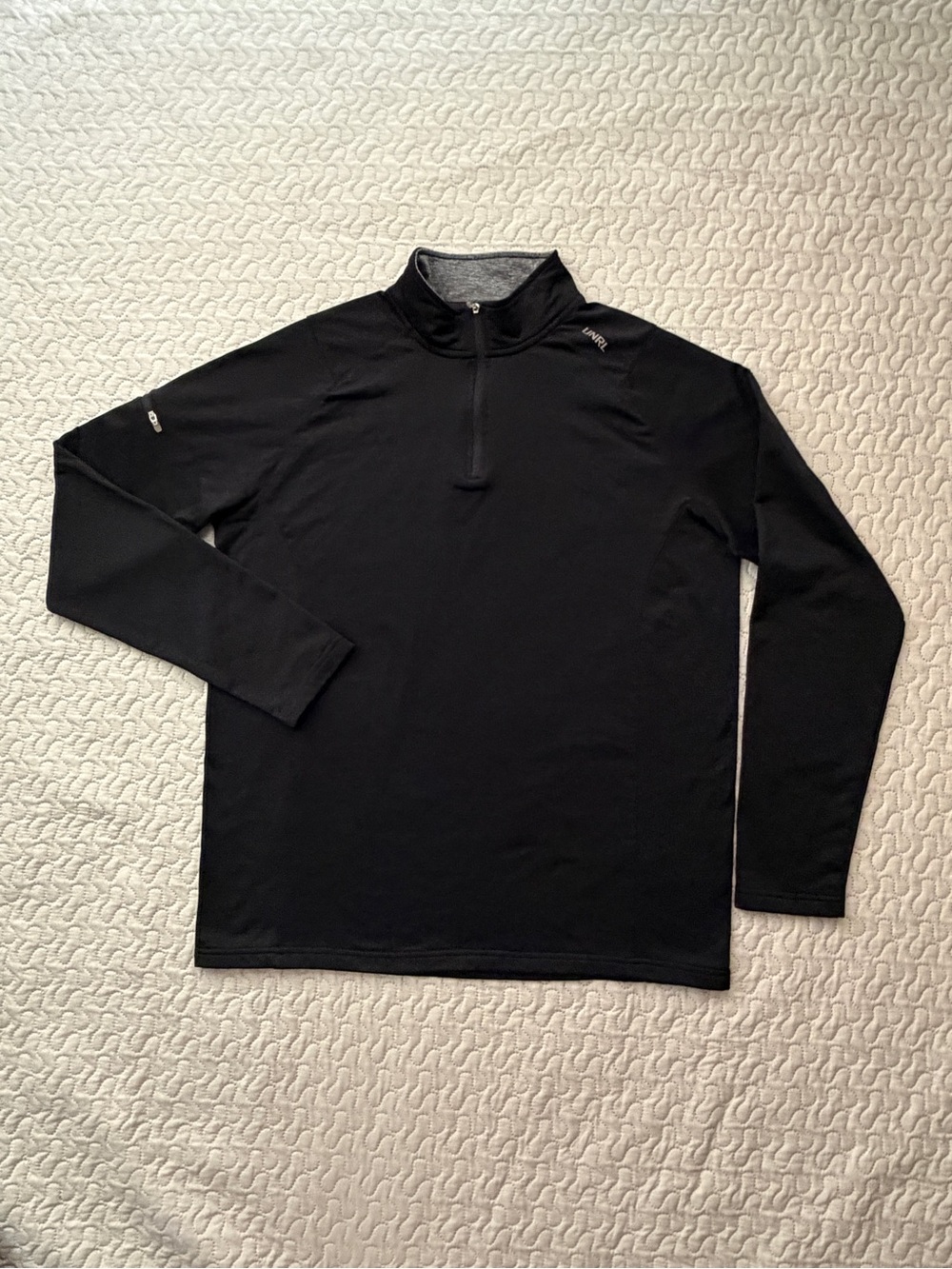 UNRL Men’s Large Black 1/4 Zip Performance Pullover Golf Athletic Long Sleeve